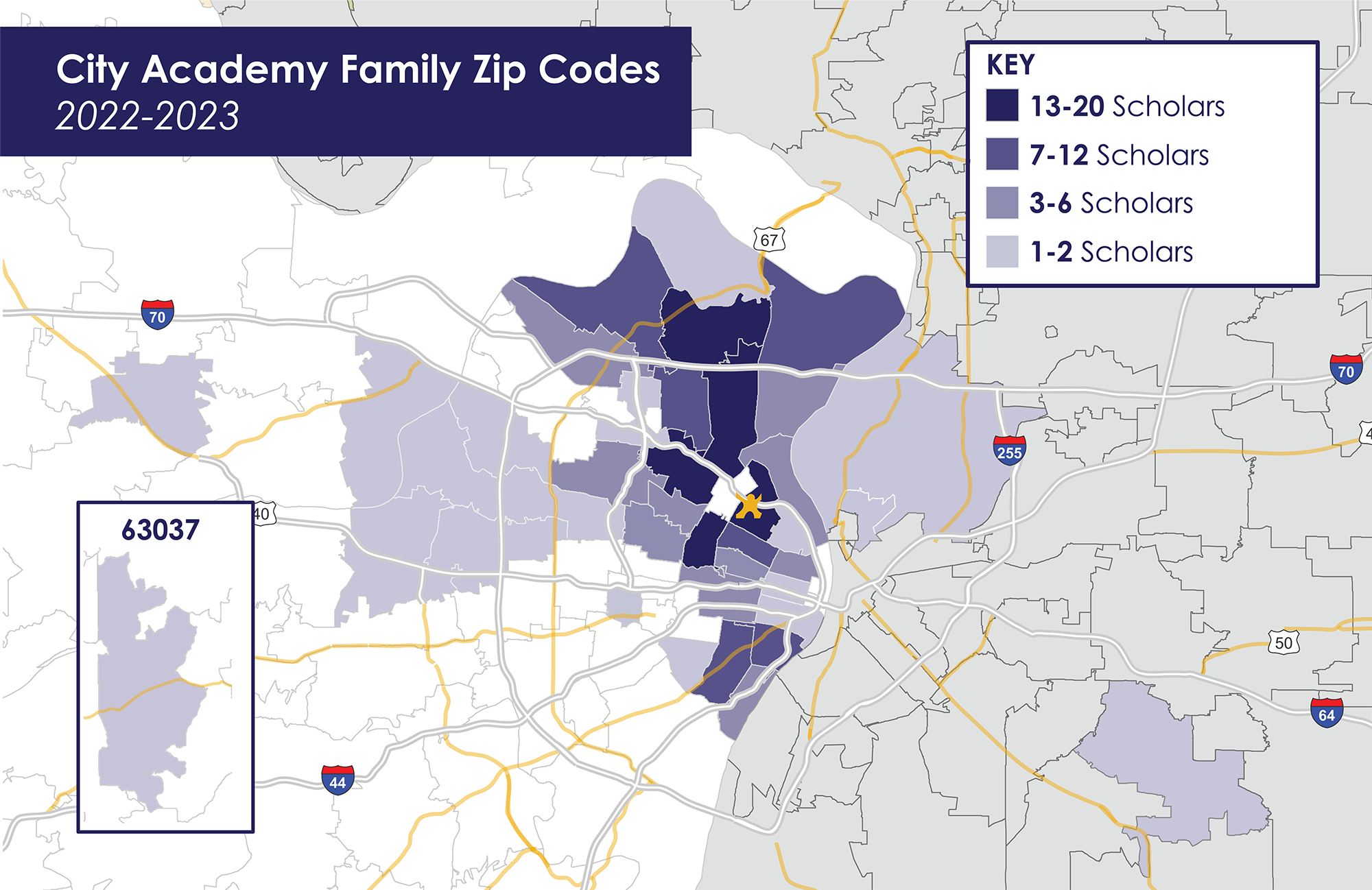 City Academy Family Zip Codes Map